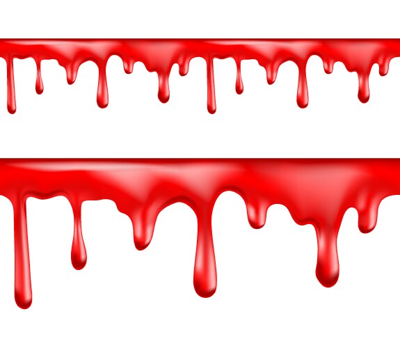 Red blood drips seamless patterns vector image