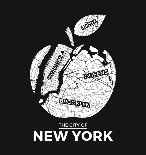 new york t shirt design big apple with city map vector image