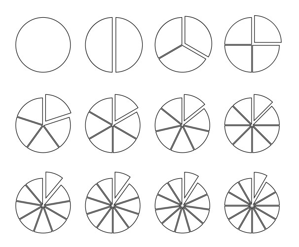 Circle outline chart fraction pie divided vector image