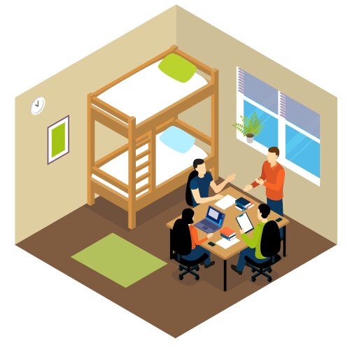 education student isometric composition vector image