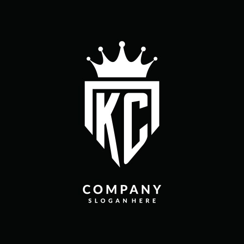 Letter kc logo monogram emblem style with crown vector image