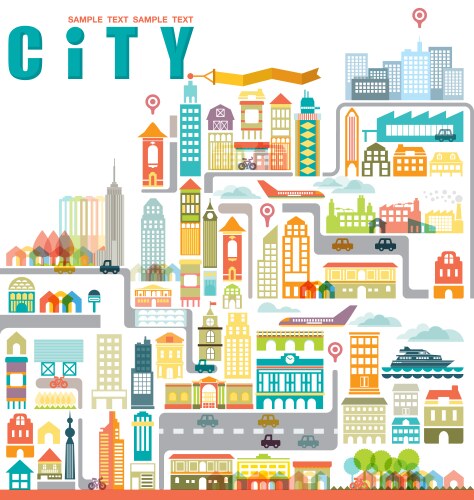 City map with building vector image