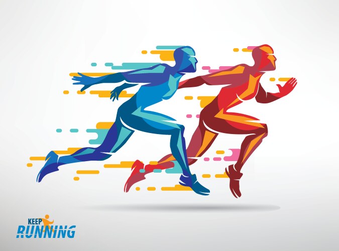 Running athletes symbol sport and competition vector image