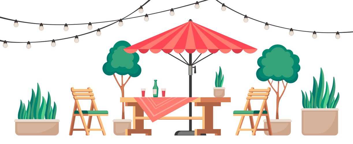 Restaurant patio summer outdoor cafe terrace vector image