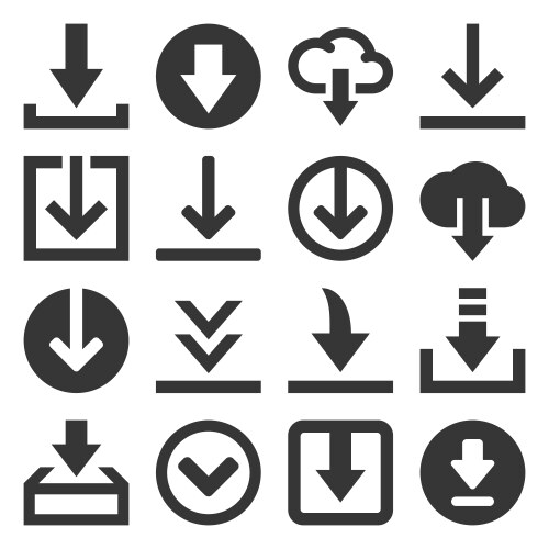 download icon set on white background vector image