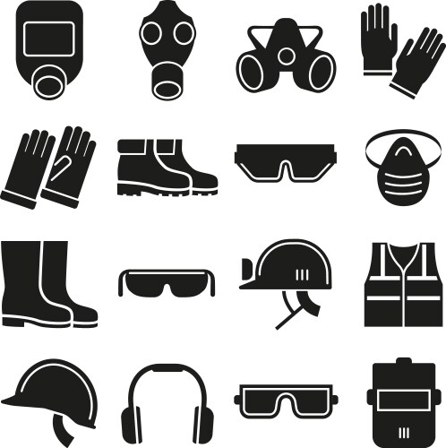 job safety equipment icons set vector image