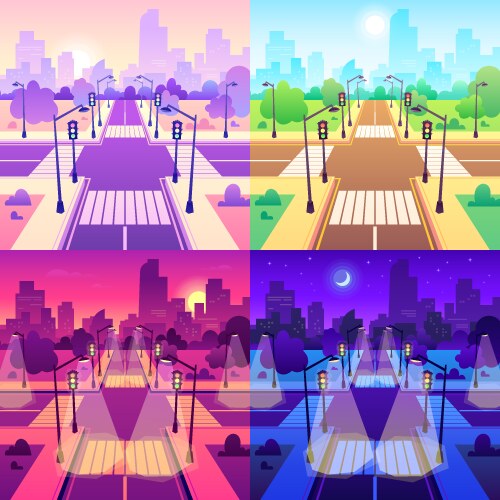 Crossroad with crosswalk road traffic vector image