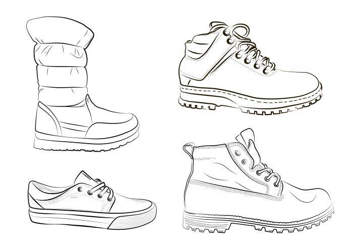 Sketch of mens and womens shoes vector image