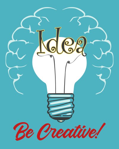 Light bulb idea concept retro poster vector image