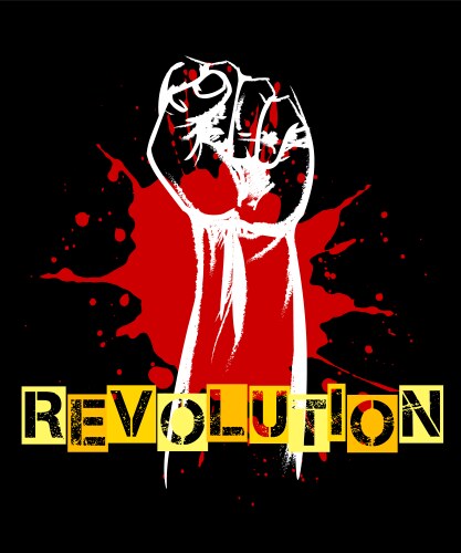 revolution retro poster with raised fist vector image