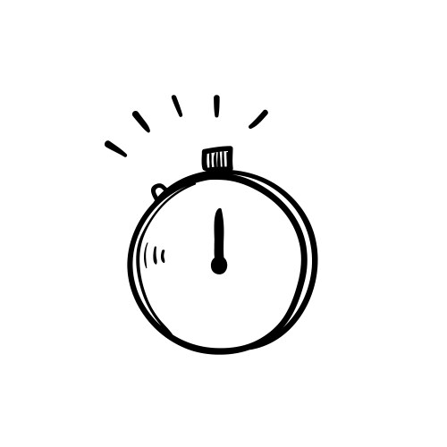 Hand drawn stopwatch timer symbol for fast time vector image