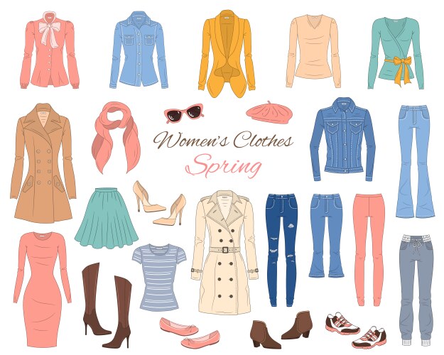 Women clothes collection spring outfit vector image