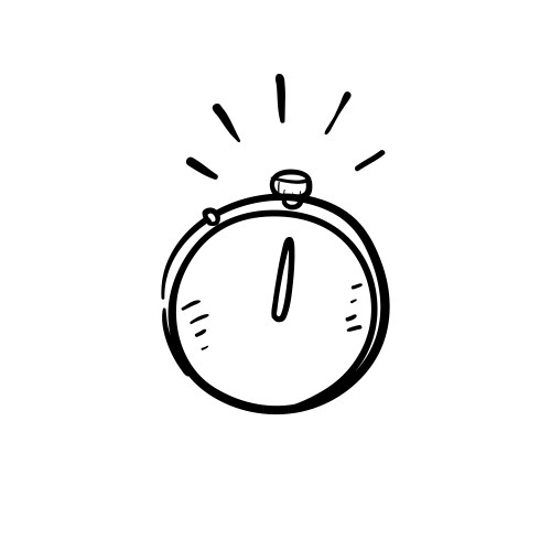 Hand drawn stopwatch timer symbol for fast time vector image