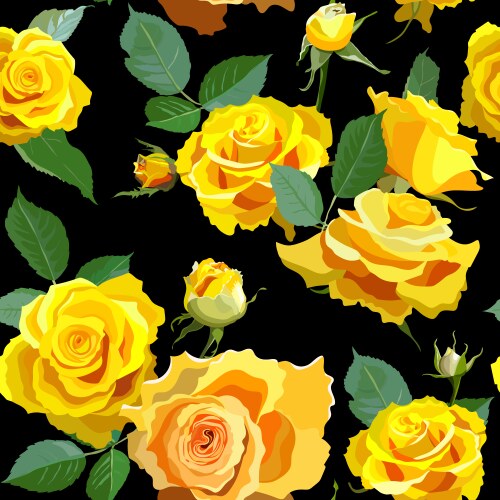 Seamless floral background with yellow roses vector image