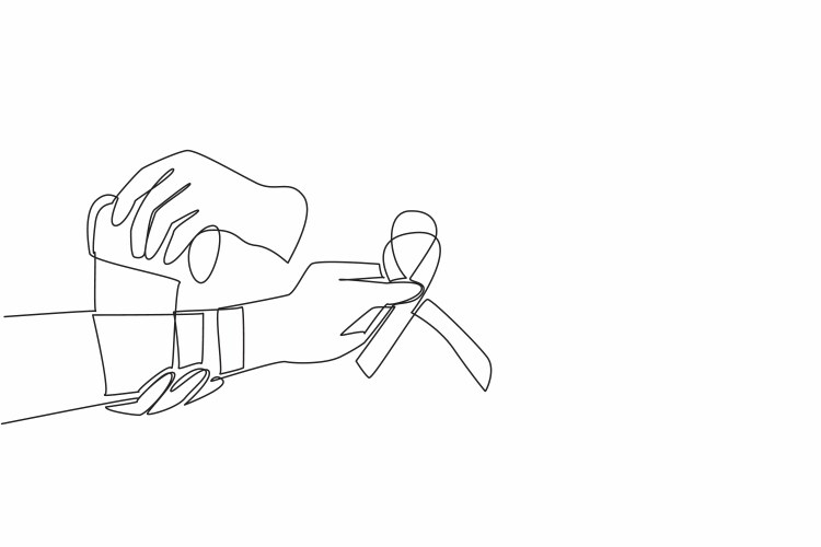 Continuous one line drawing two arms vector image