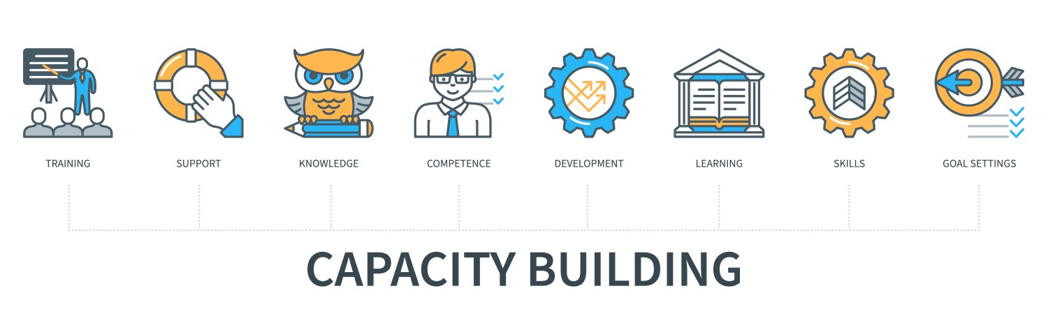 Capacity building concept with icons training vector image