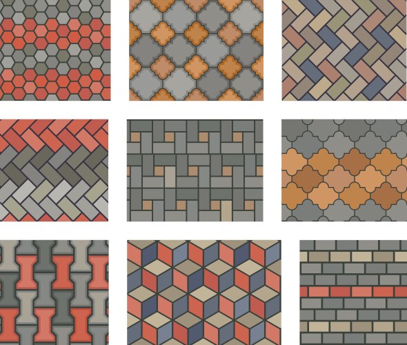 Seamless stone tiles pavement set vector image