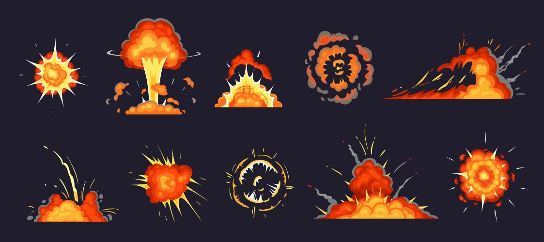 Cartoon explosion exploding bomb atomic explode vector image