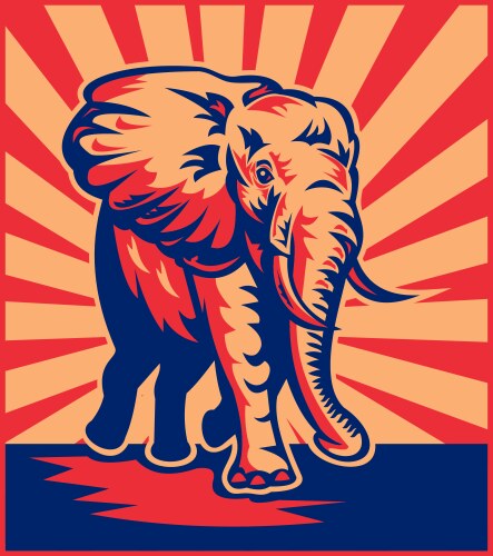 Retro elephant poster vector image