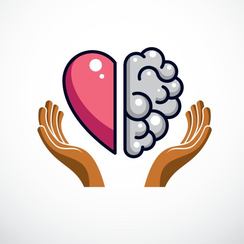 Heart and brain concept conflict between emotions vector image