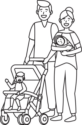 couple with baby carriage vector image