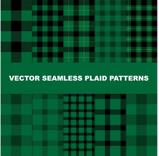 Green plaid pattern set vector image