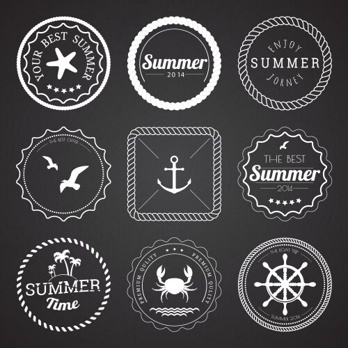 Set of 9 circle summer frames borders vector image