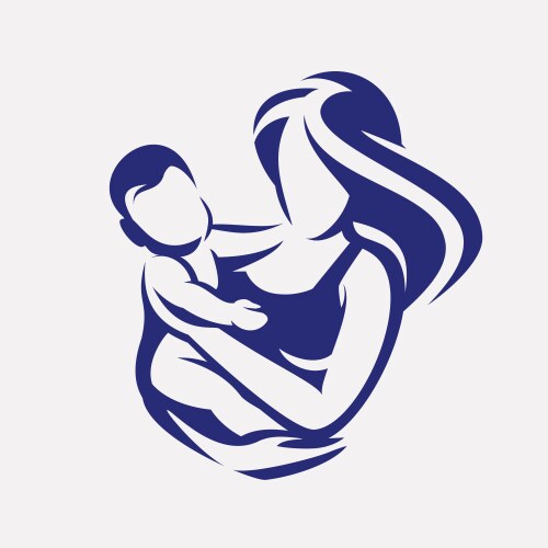 mother and baby stylized symbol childcare logo vector image