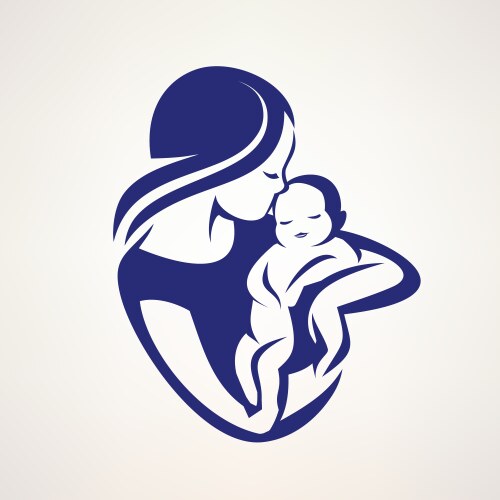 mother and baby stylized symbol mom kiss her vector image