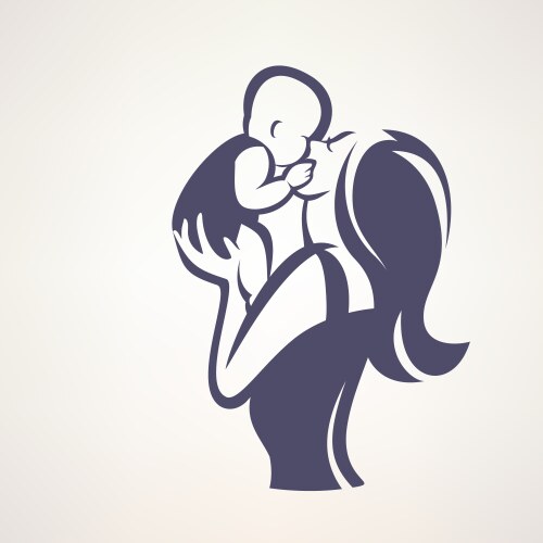 mother and baby stylized symbol mom kiss her vector image