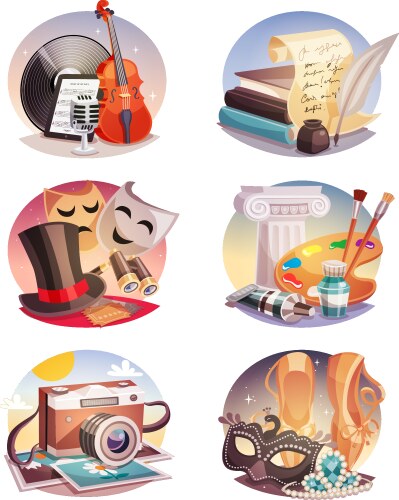 arts round compositions set vector image