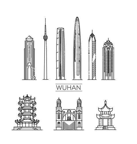 Wuhan china line art vector image