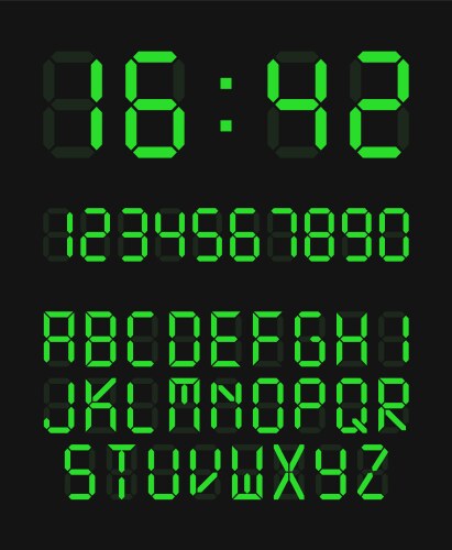 Digital clock number set vector image