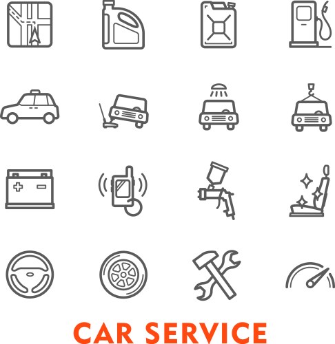 Car service thin line icon for auto repair station vector image