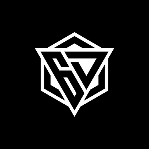 gd logo monogram with triangle and hexagon shape vector image