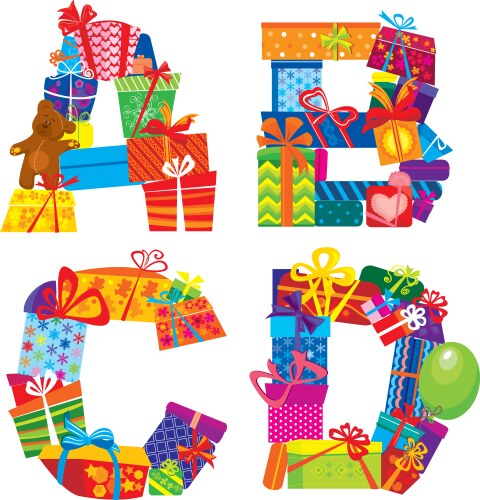 Letters are made of gift boxes vector image