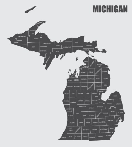 Michigan county map vector image