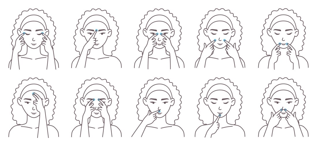 Facial acupressure massage therapy technique vector image