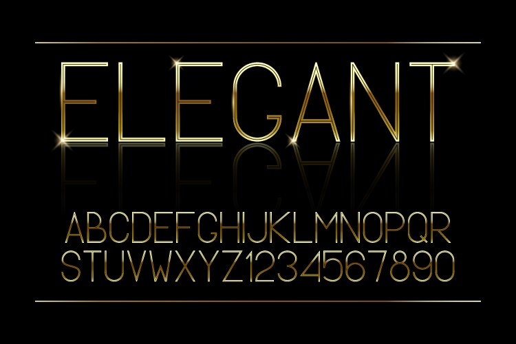 golden thin font elegant gold alphabet brilliant vector image