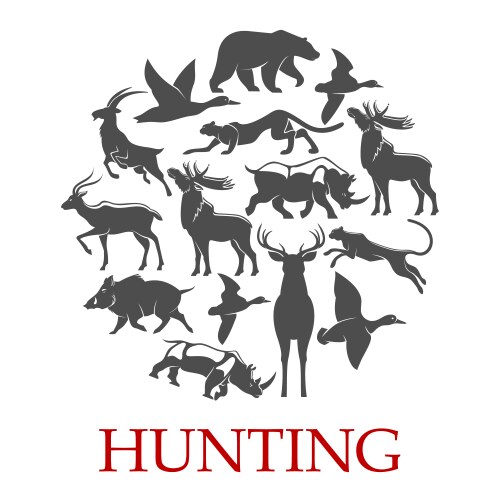 hunting sport poster of forest and african animal vector image