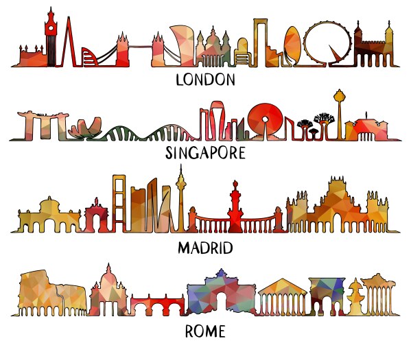 triangular design london singapore madrid rome vector image