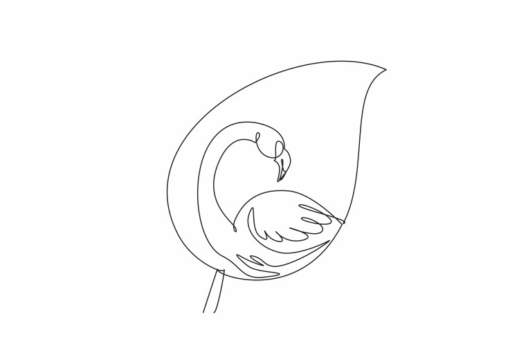 Single continuous line drawing flamingo head vector image