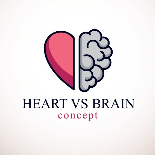 Heart and brain concept conflict between emotions vector image