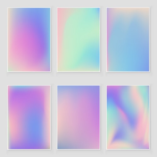 Abstract holographic iridescent foil texture set vector image