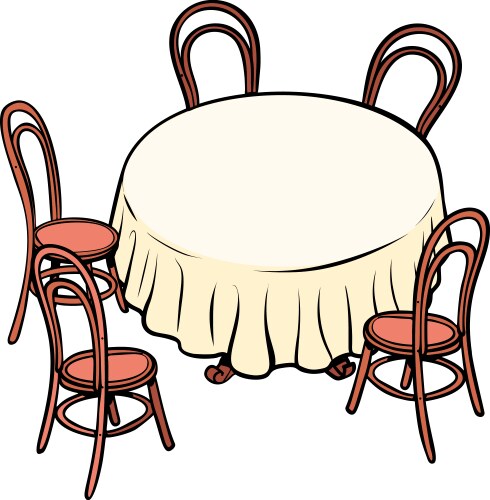 Round dining table and chairs around vector image