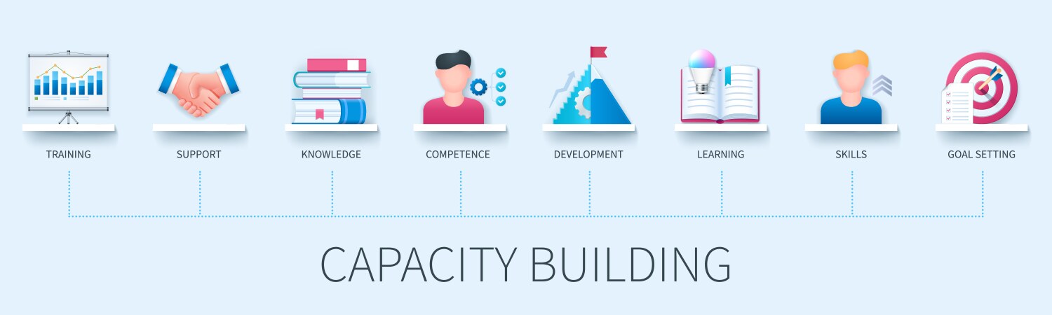 Capacity building infographic in 3d style vector image