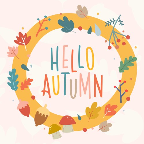 Hand drawn autumn square banner template vector image