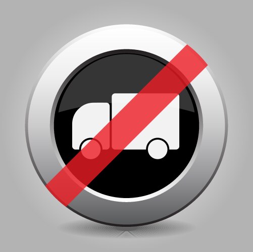 Gray chrome button - no lorry car vector image