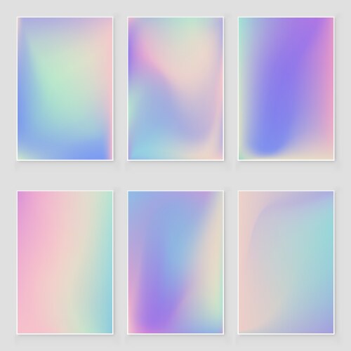 Abstract holographic iridescent foil texture set vector image