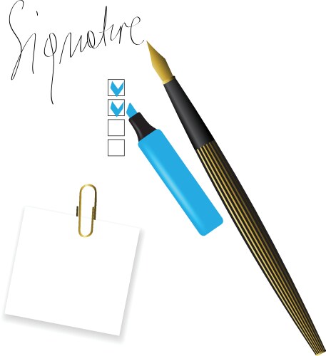 Writing pen head and signature vector image